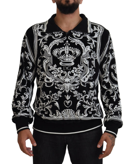 Dolce & Gabbana Elegant Black Printed Pullover Sweater