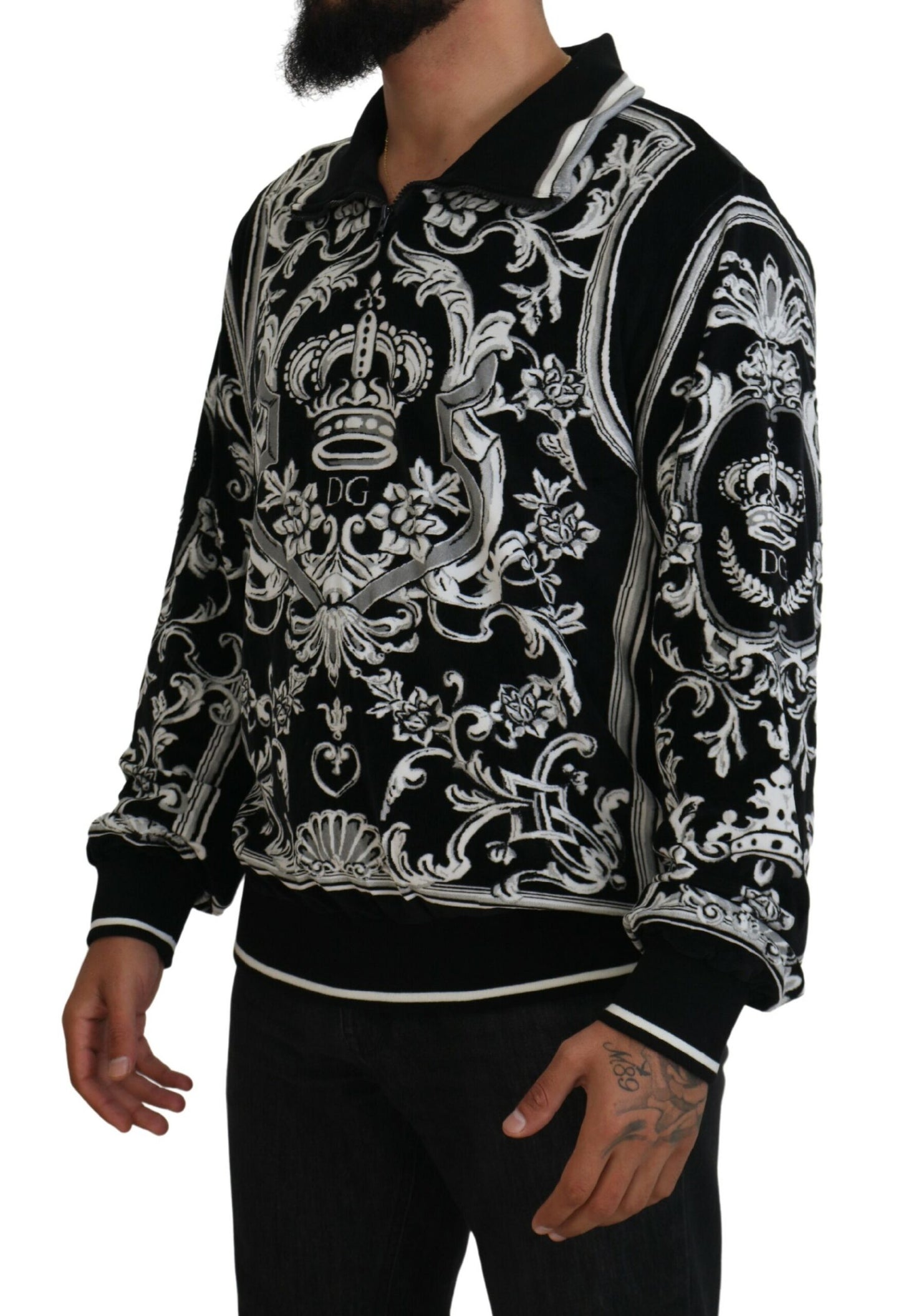 Dolce & Gabbana Elegant Black Printed Pullover Sweater