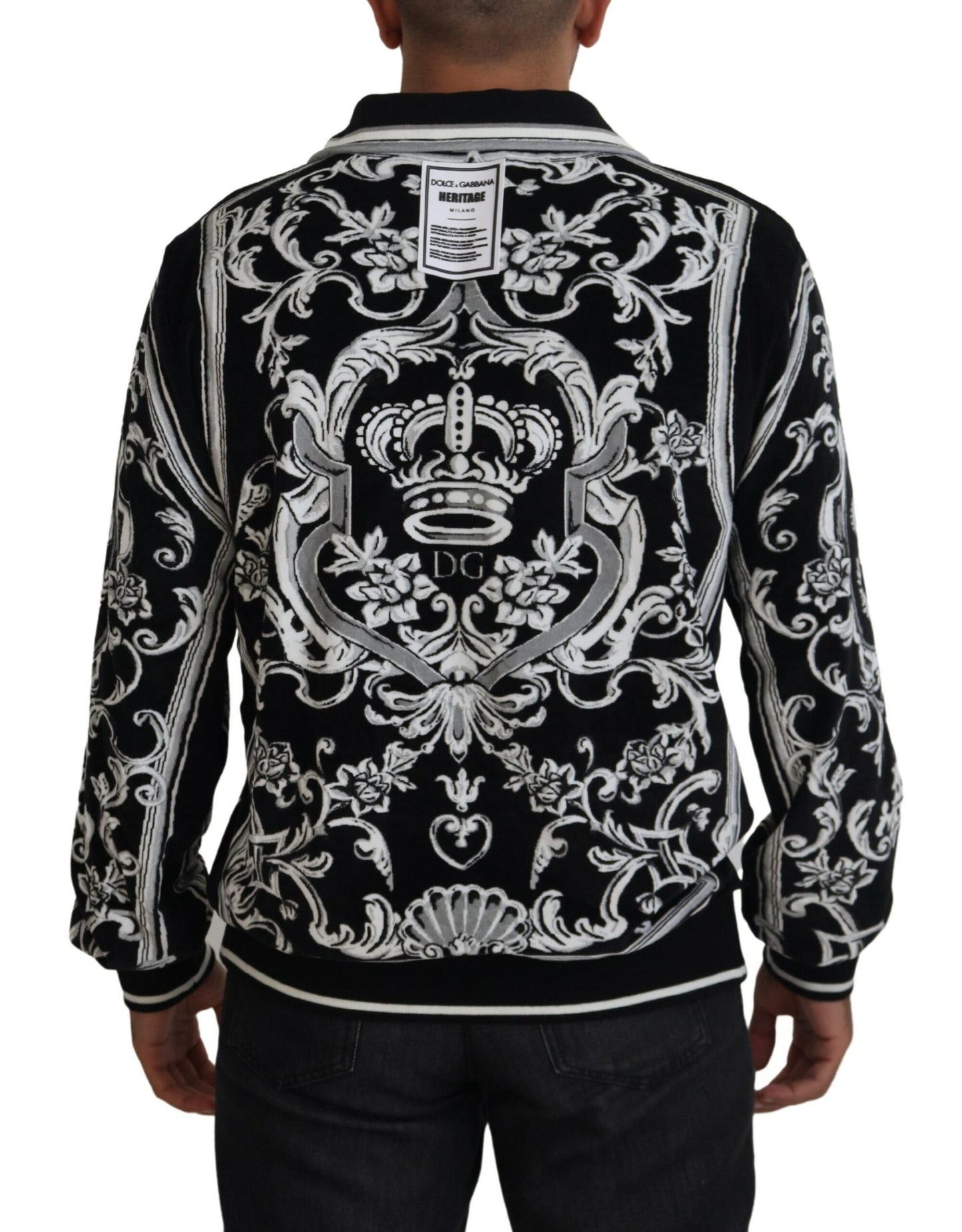 Dolce & Gabbana Elegant Black Printed Pullover Sweater