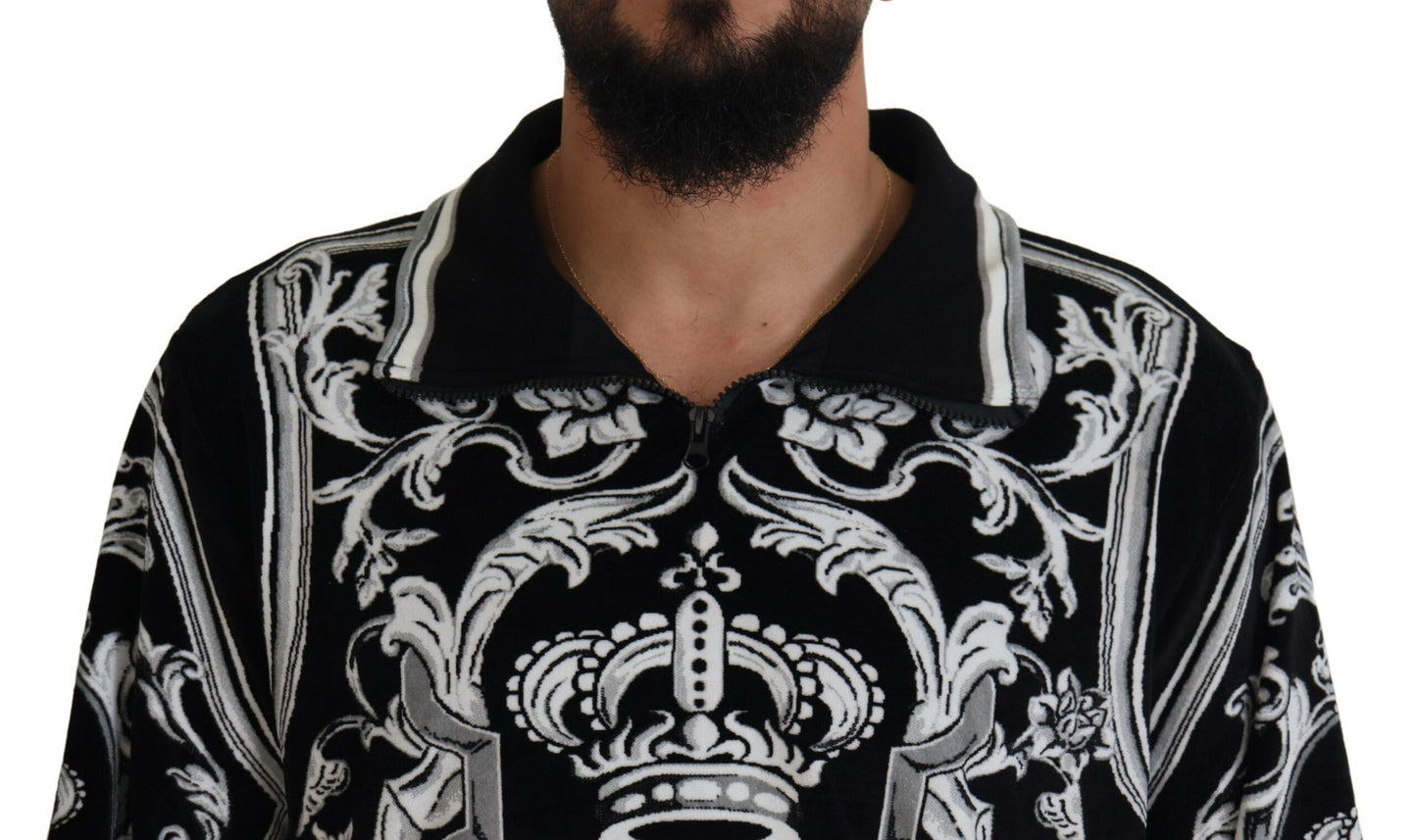 Dolce & Gabbana Elegant Black Printed Pullover Sweater