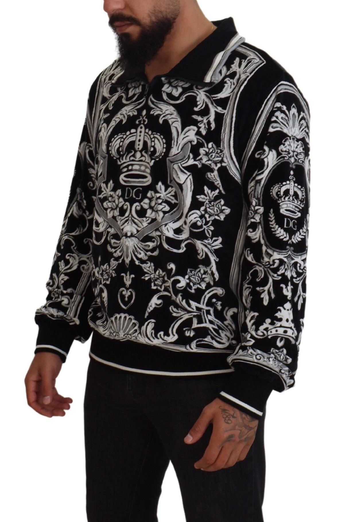 Dolce & Gabbana Elegant Black Printed Pullover Sweater