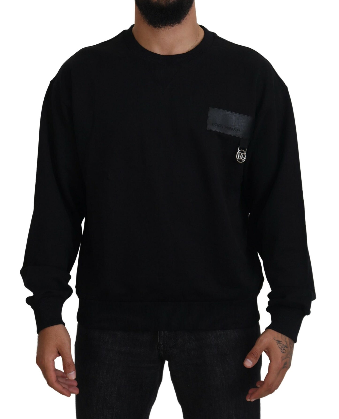 Dolce & Gabbana Elegant Black Cotton Pullover Sweater