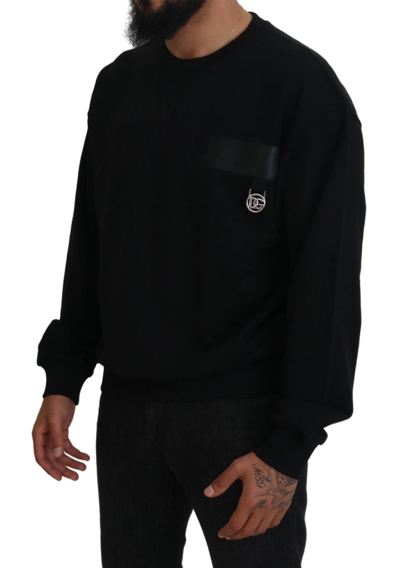 Dolce & Gabbana Elegant Black Cotton Pullover Sweater