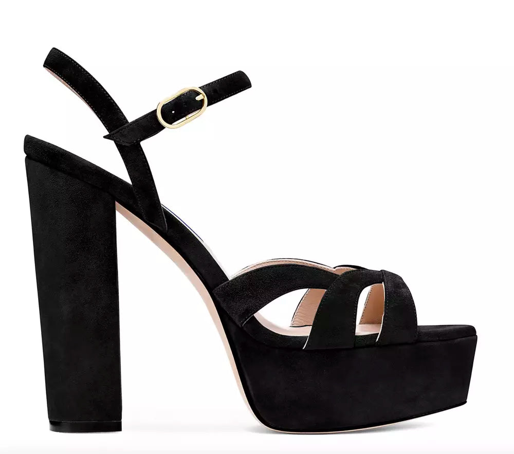 Stuart Weitzman Curved Vamp Cutout Suede Platforms