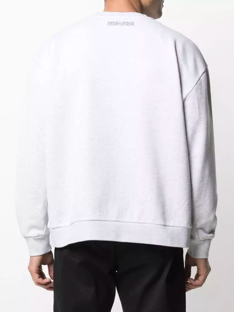 Marcelo Burlon Embroidered Logo Grey Crewneck Sweatshirt