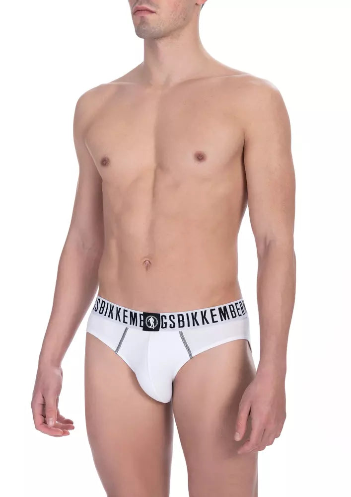 Bikkembergs White Cotton Men Brief