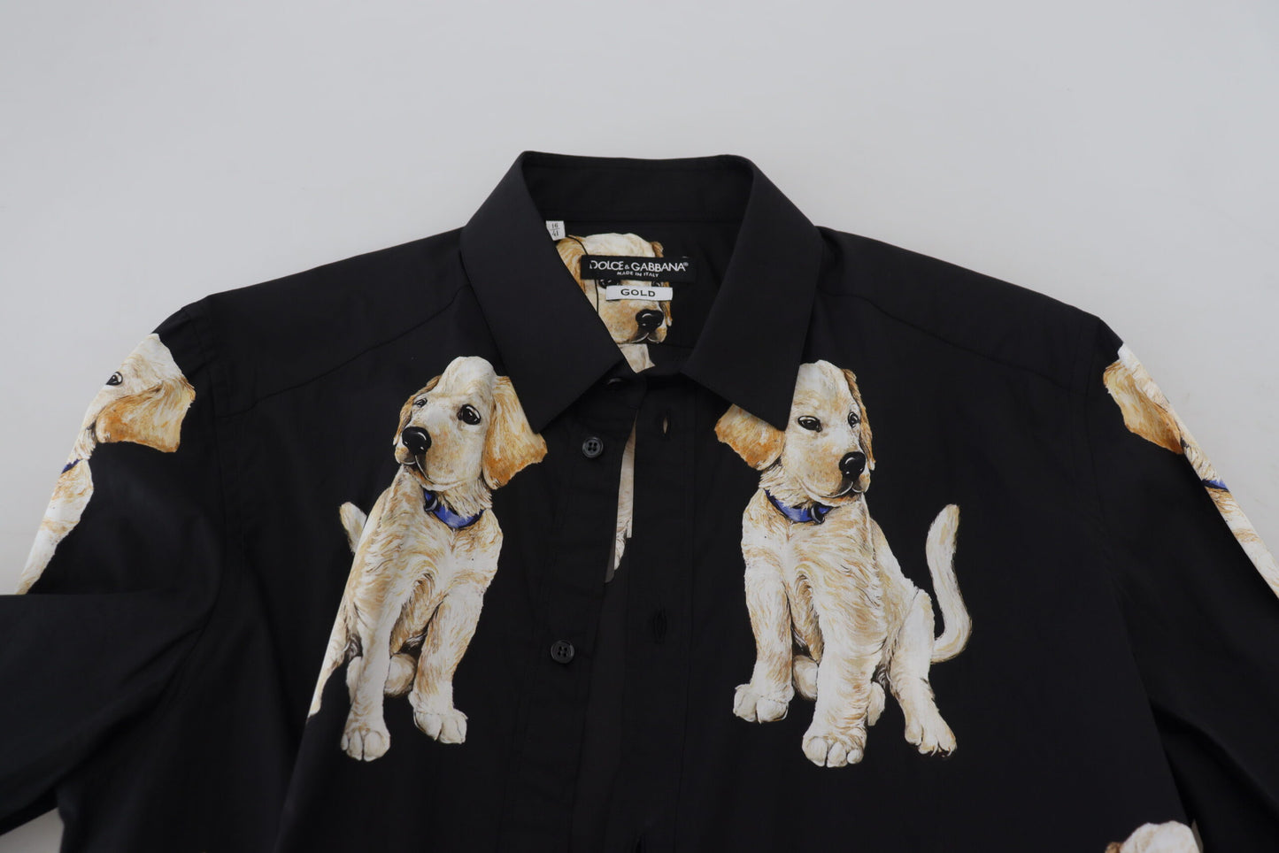 Dolce & Gabbana Elegant Black Dog Print Casual Shirt