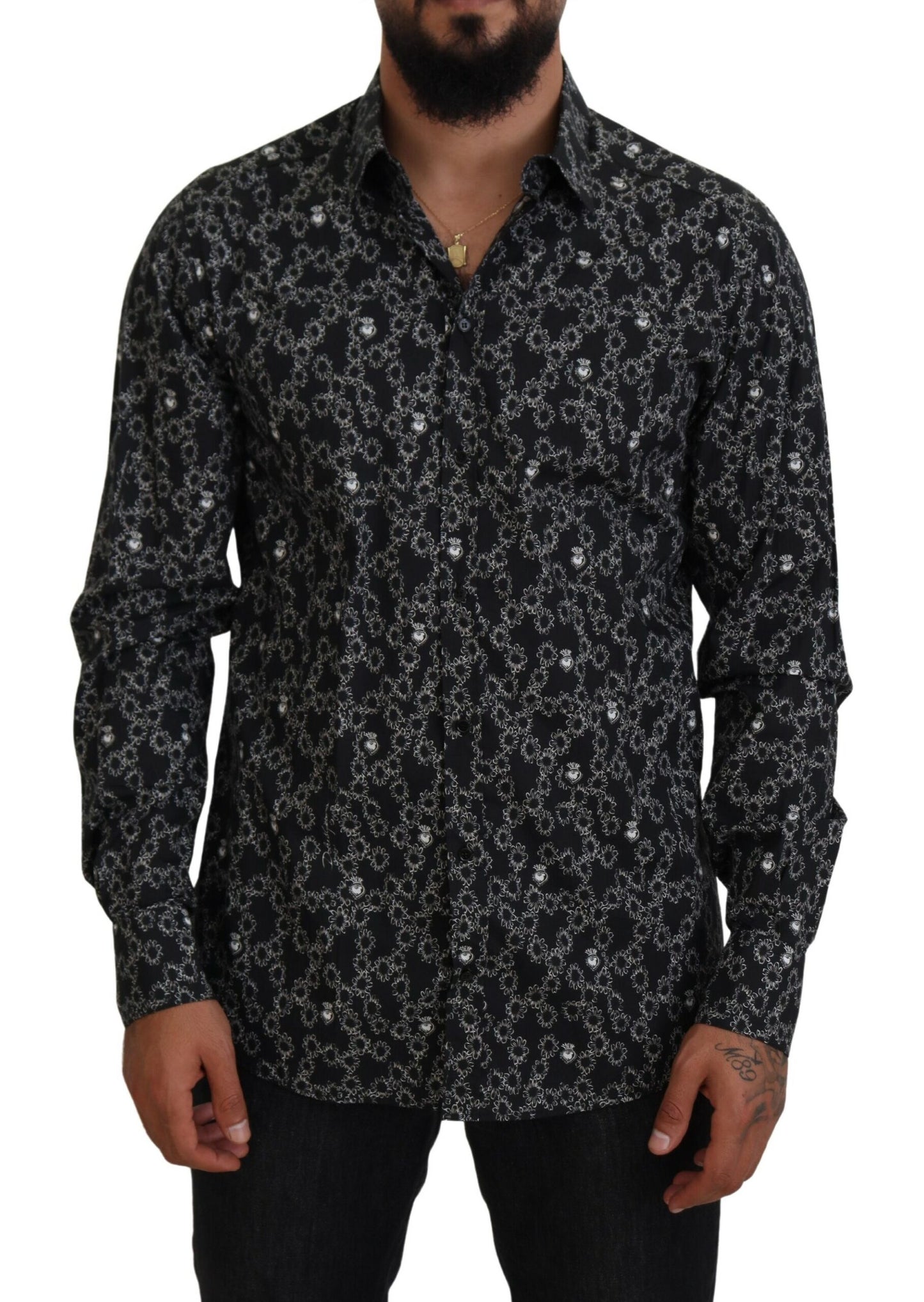 Elegant Black Printed Cotton Shirt