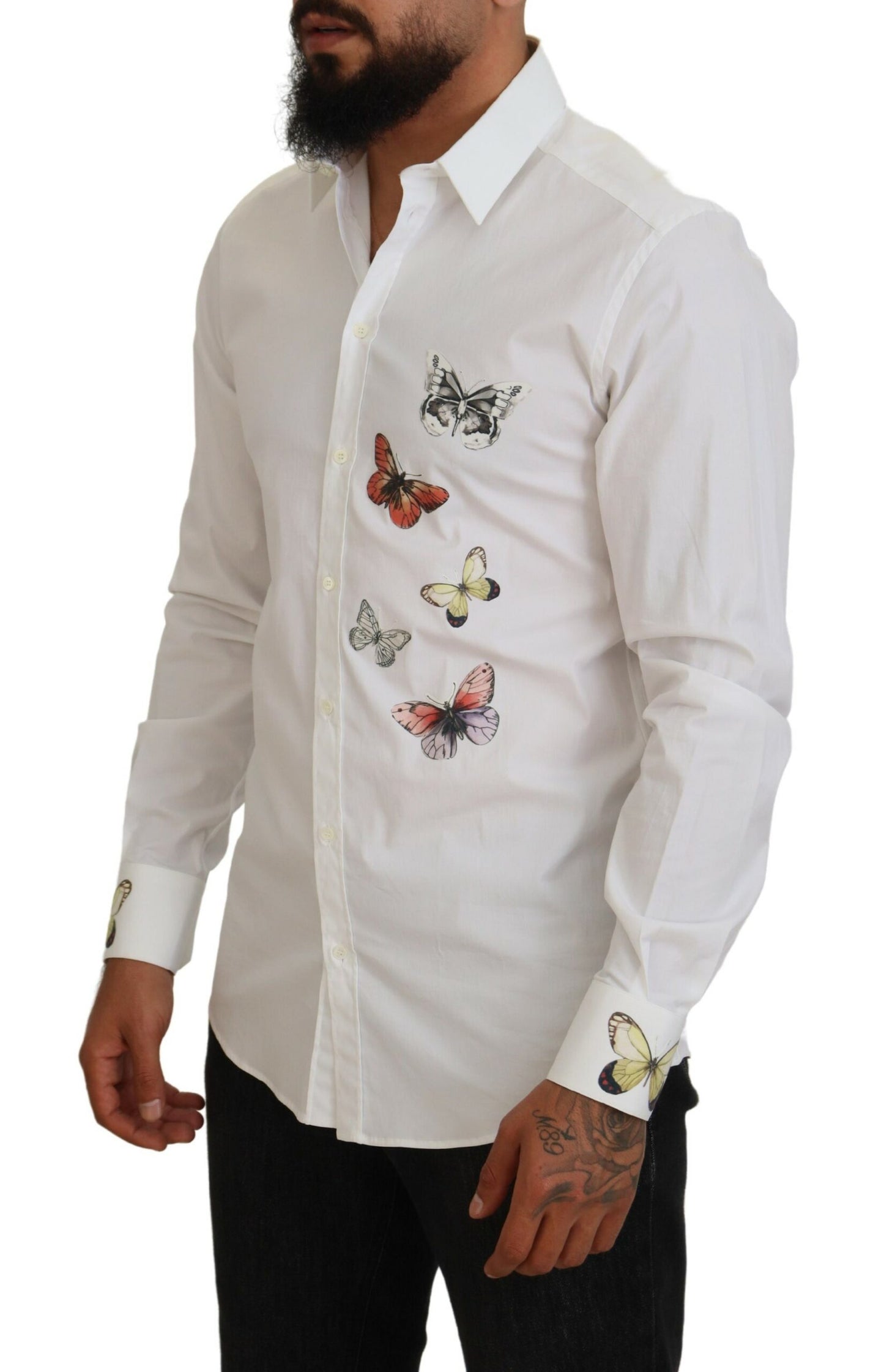 Dolce & Gabbana Elegant Butterfly Print Dress Shirt