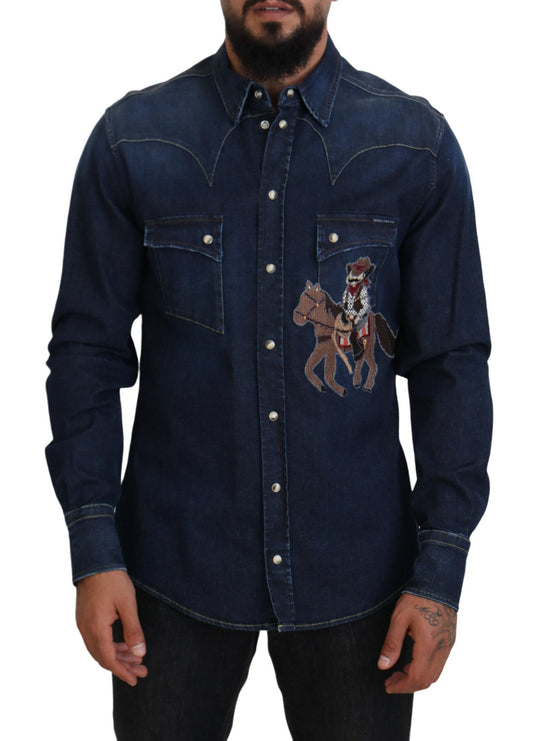 Dolce & Gabbana Chic Blue Cotton Blend Classic Shirt