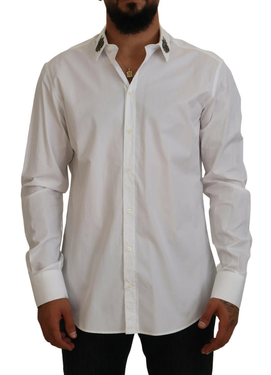 Dolce & Gabbana Elegant Embellished White Cotton Shirt