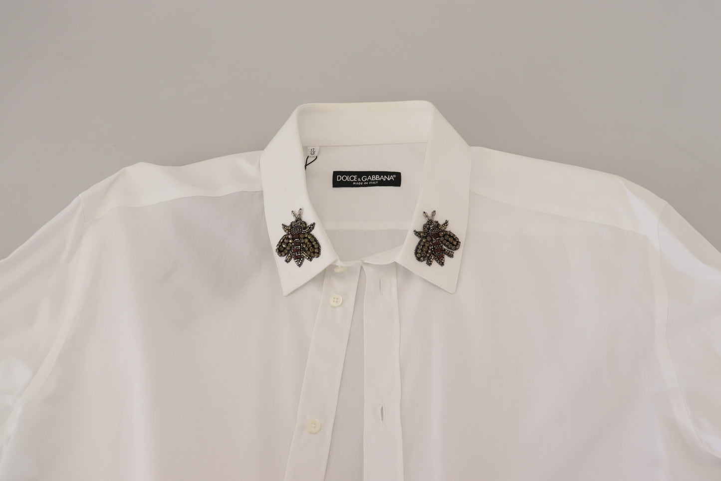 Dolce & Gabbana Elegant Embellished White Cotton Shirt