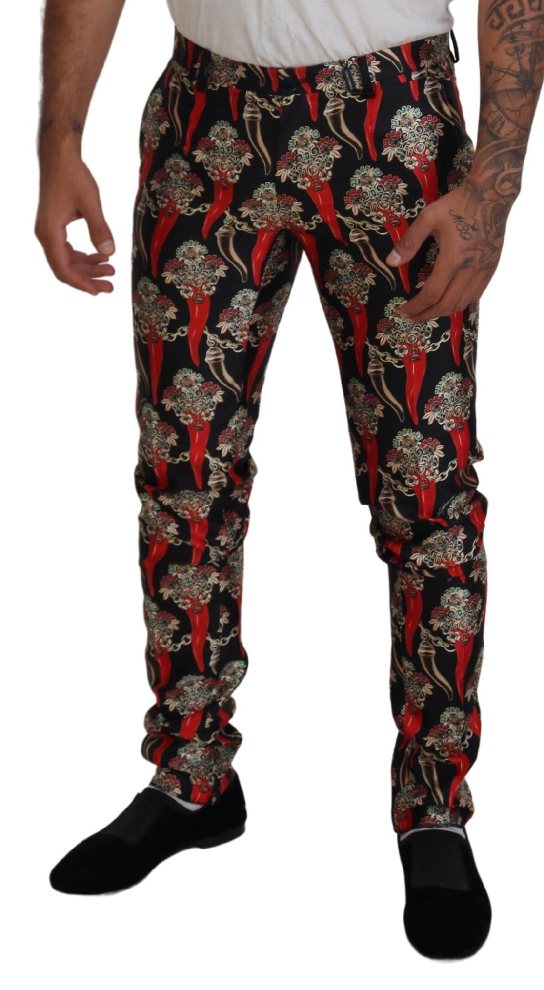 Dolce & Gabbana Multicolor Silk Blend Skinny Pants