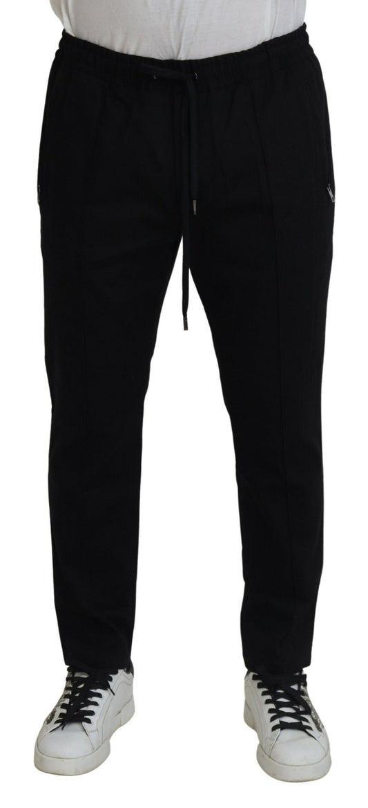 Dolce & Gabbana Elegant Black Jogger Pants with Logo Detail