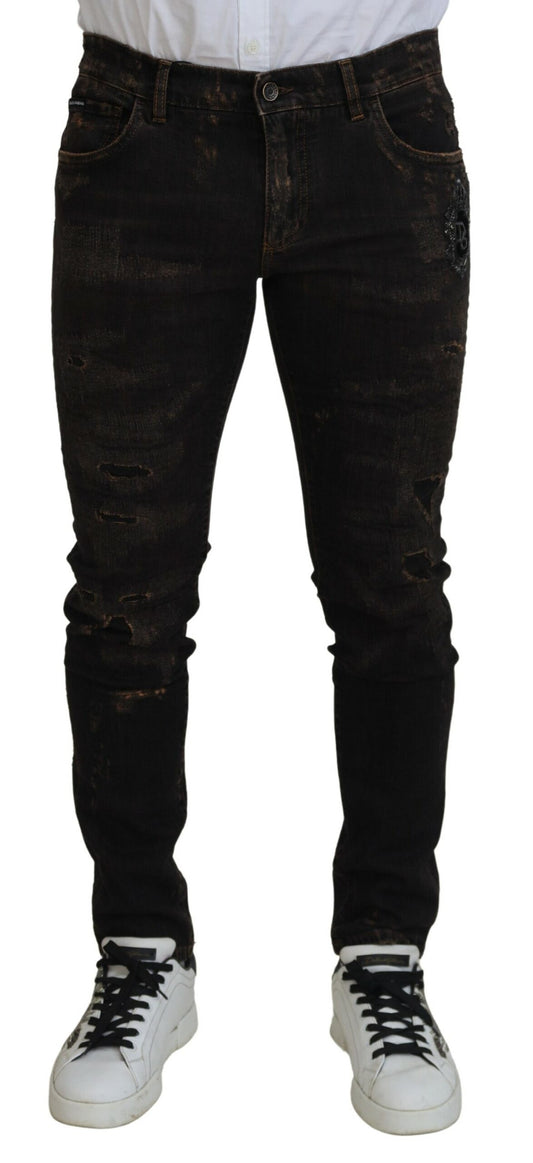 Dolce & Gabbana Elegant Skinny Brown Denim Jeans