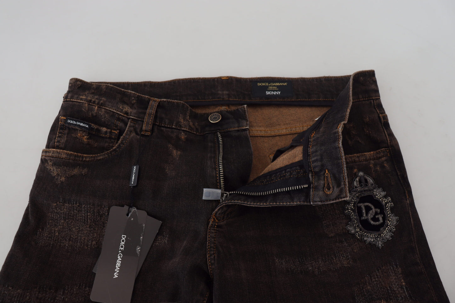 Dolce & Gabbana Elegant Skinny Brown Denim Jeans