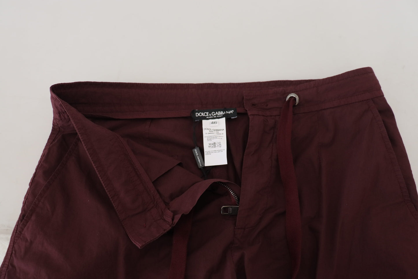 Dolce & Gabbana Elegant Burgundy Cotton Jogger Pants