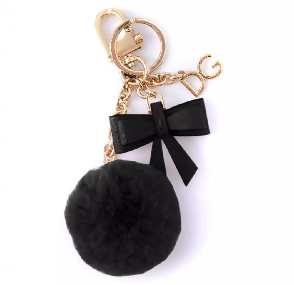 Dolce & Gabbana Chic Faux Fur and Leather Bow Keyring