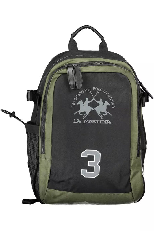 La Martina Black Polyester Men Backpack