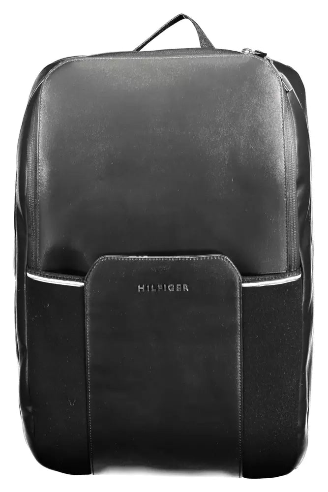 Tommy Hilfiger Black Polyester Men Backpack