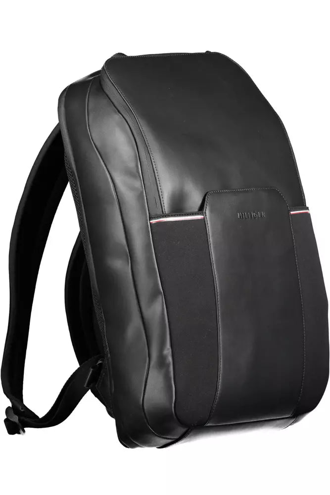 Tommy Hilfiger Black Polyester Men Backpack