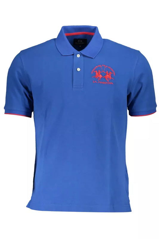 La Martina Blue Cotton Men Polo Shirt