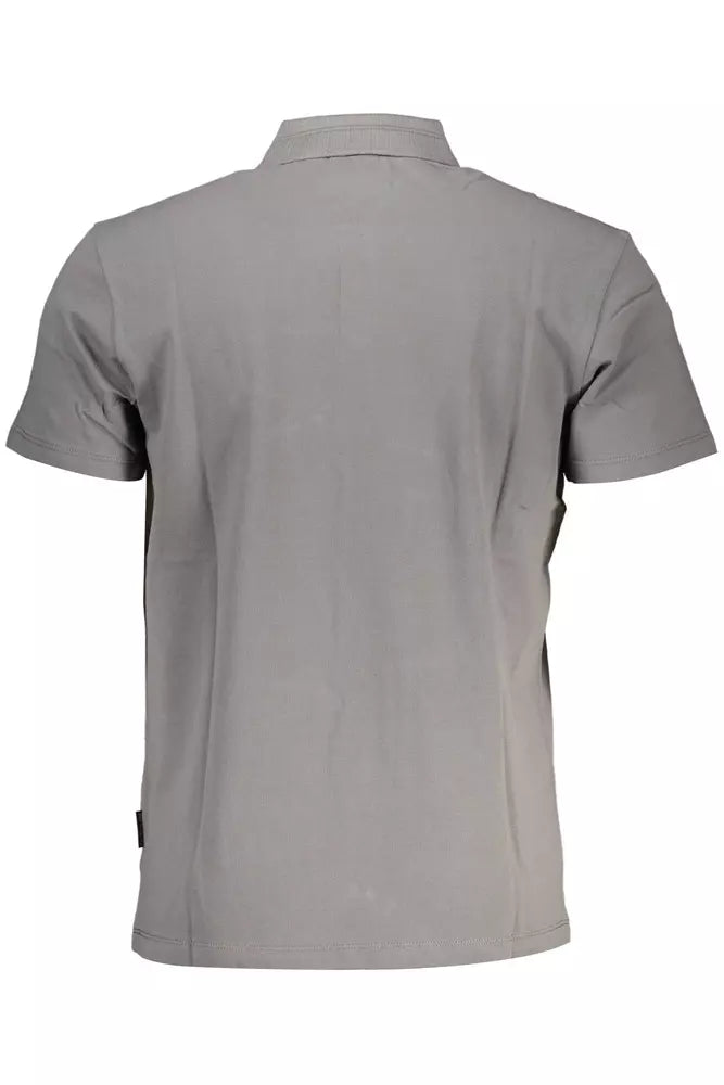 Napapijri Gray Cotton Men Polo Shirt