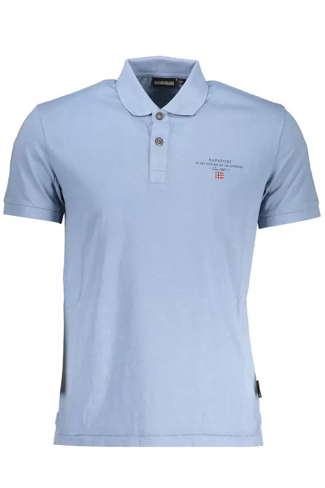 Napapijri Light Blue Cotton Men Polo Shirt