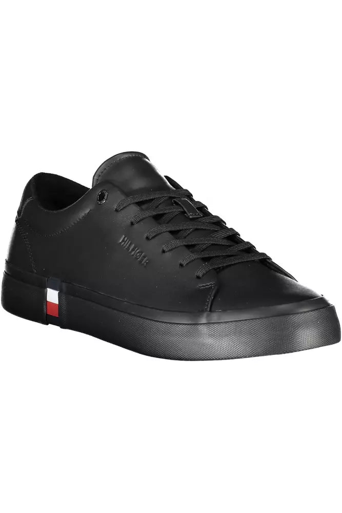 Tommy Hilfiger Black Leather Men Sneaker