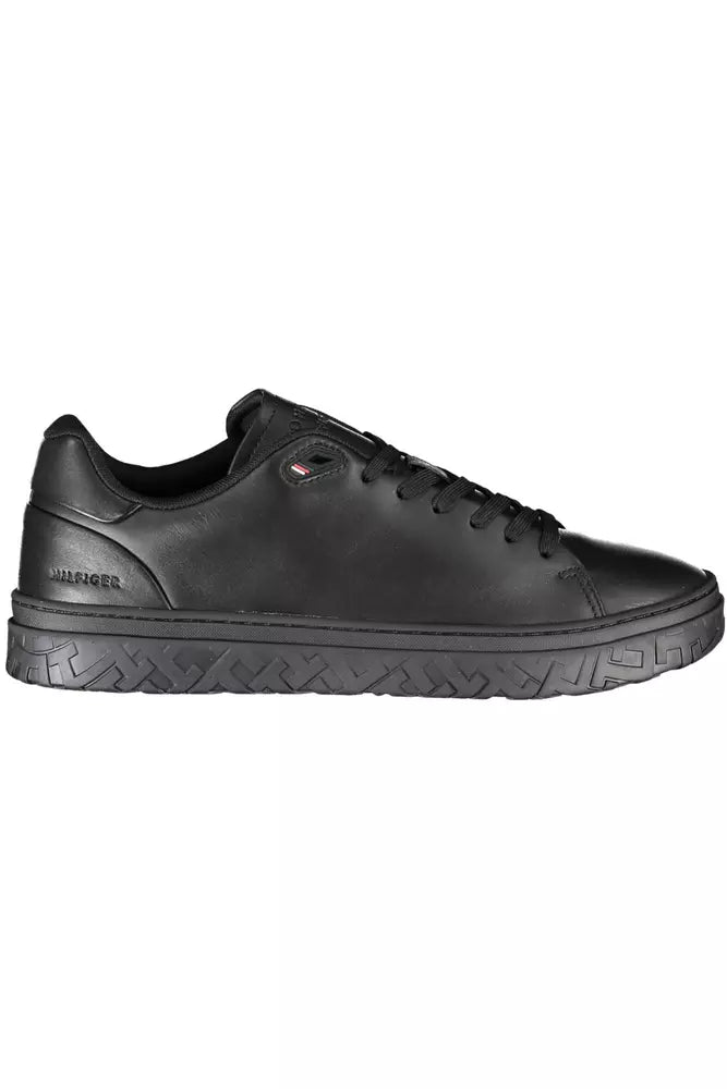 Tommy Hilfiger Black Leather Men Sneaker