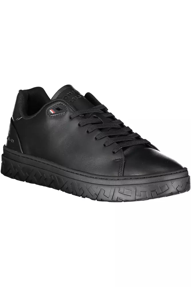 Tommy Hilfiger Black Leather Men Sneaker