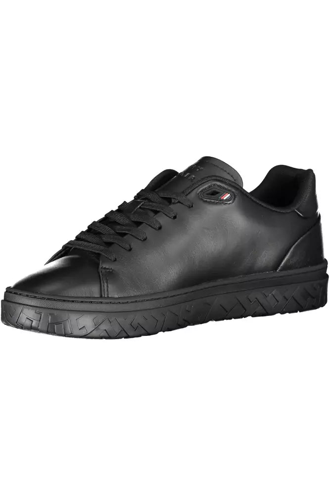 Tommy Hilfiger Black Leather Men Sneaker