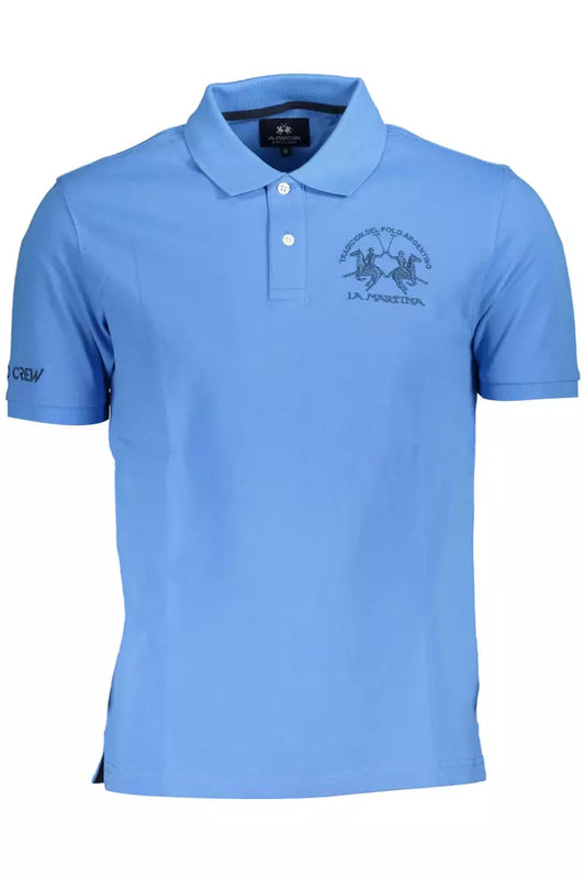 La Martina Light Blue Cotton Men Polo Shirt