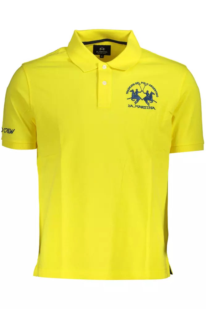 La Martina Yellow Cotton Mens Polo Shirt