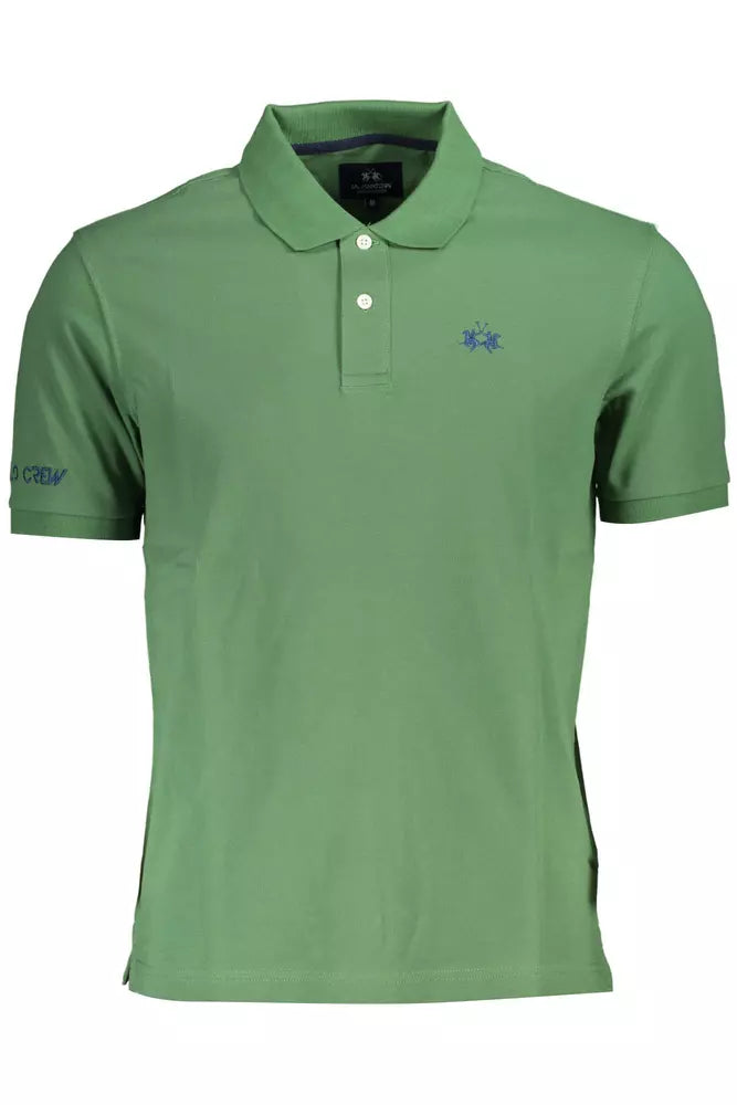 La Martina Green Cotton Men Polo Shirt