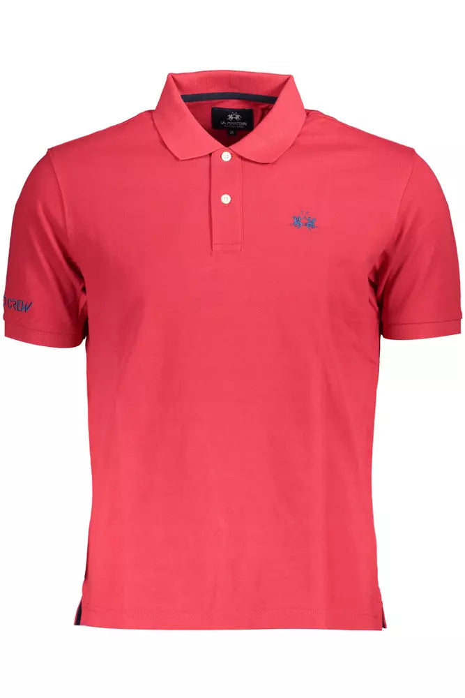 La Martina Red Cotton Men Polo Shirt