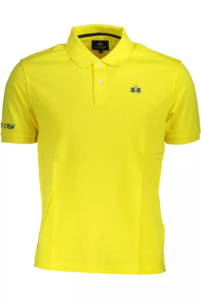 La Martina Yellow Cotton Men Polo Shirt