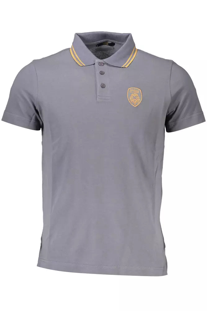 Cavalli Class Gray Cotton Men Polo Shirt