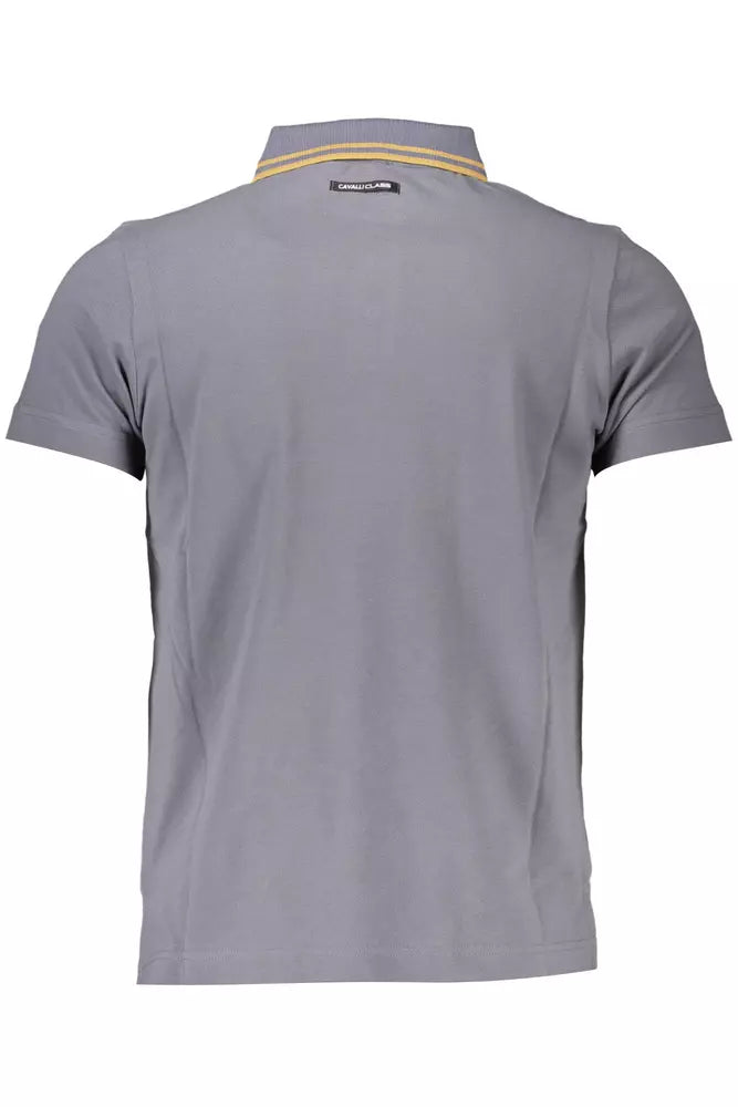 Cavalli Class Gray Cotton Men Polo Shirt