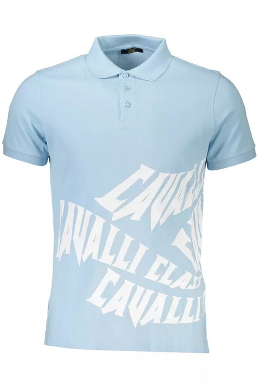 Cavalli Class Light Blue Cotton Men Polo Shirt