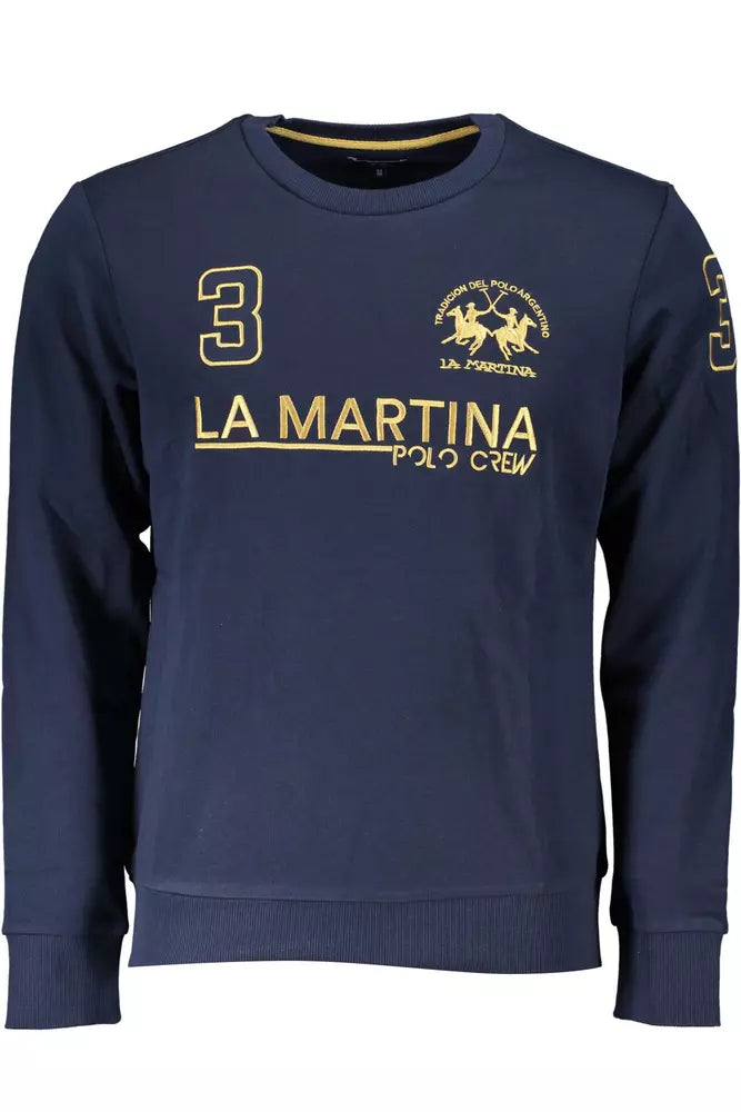 La Martina Blue Cotton Men Sweater