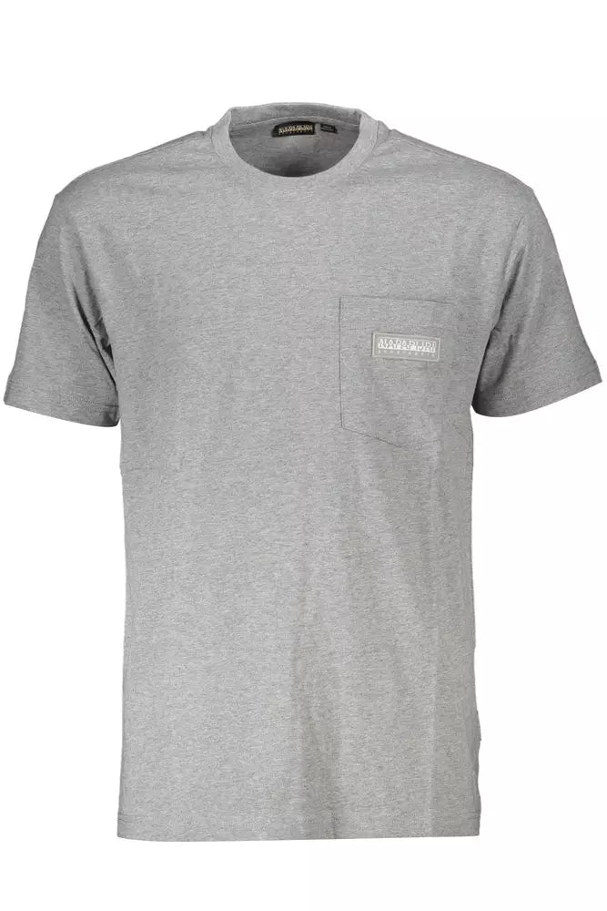 Napapijri Gray Cotton Men T-Shirt