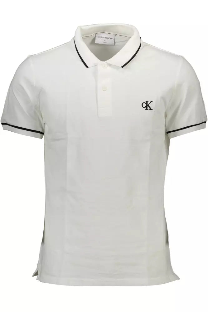 Calvin Klein White Cotton Men Polo Shirt