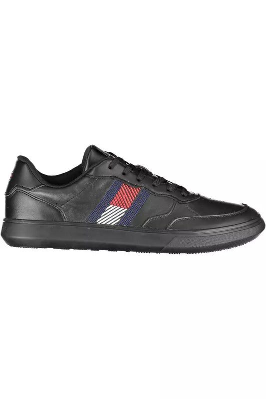 Tommy Hilfiger Black Leather Men Sneaker