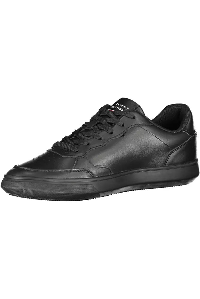 Tommy Hilfiger Black Leather Men Sneaker