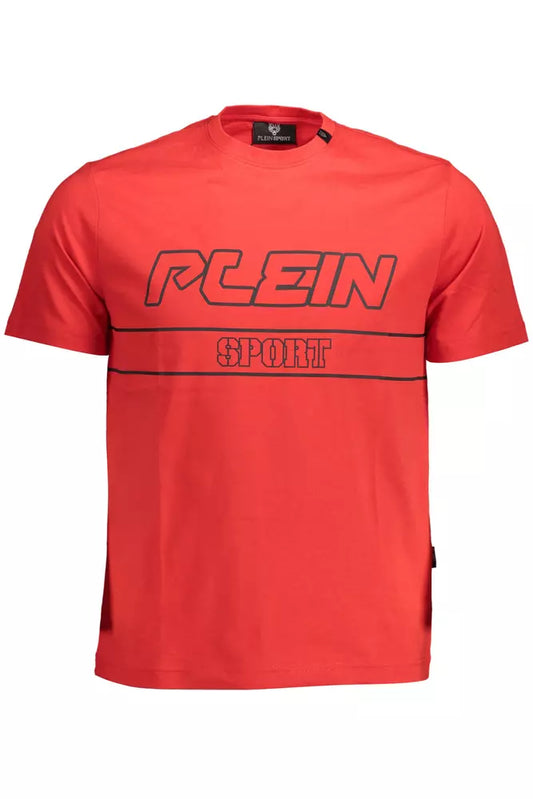 Plein Sport "Red Cotton Men T-Shirt with Contrasting Details"