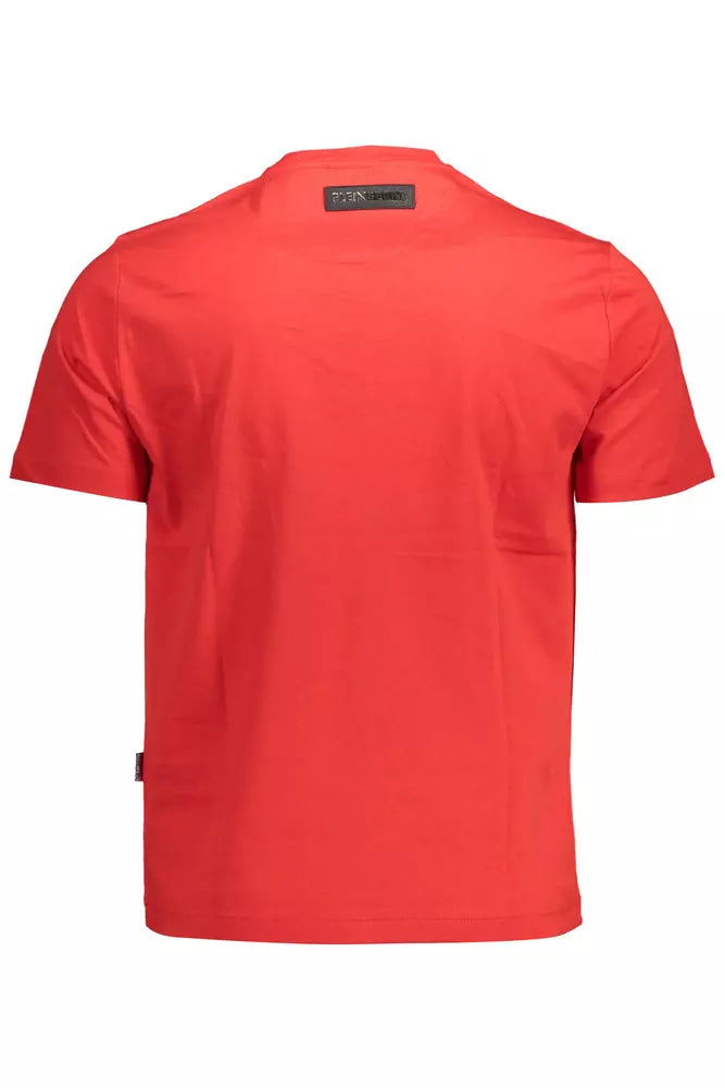 Plein Sport "Red Cotton Men T-Shirt with Contrasting Details"