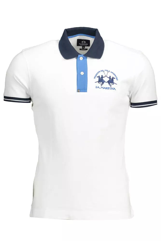 La Martina White Cotton Men Polo Shirt