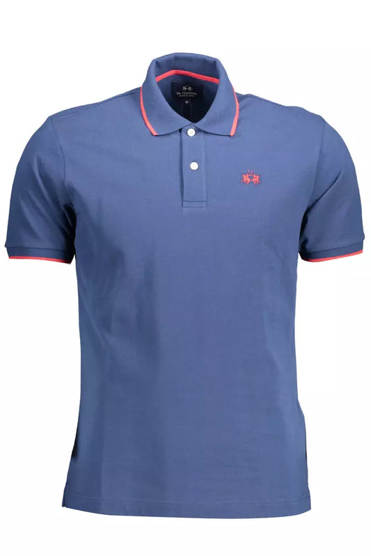 La Martina Blue Cotton Mens Polo Shirt