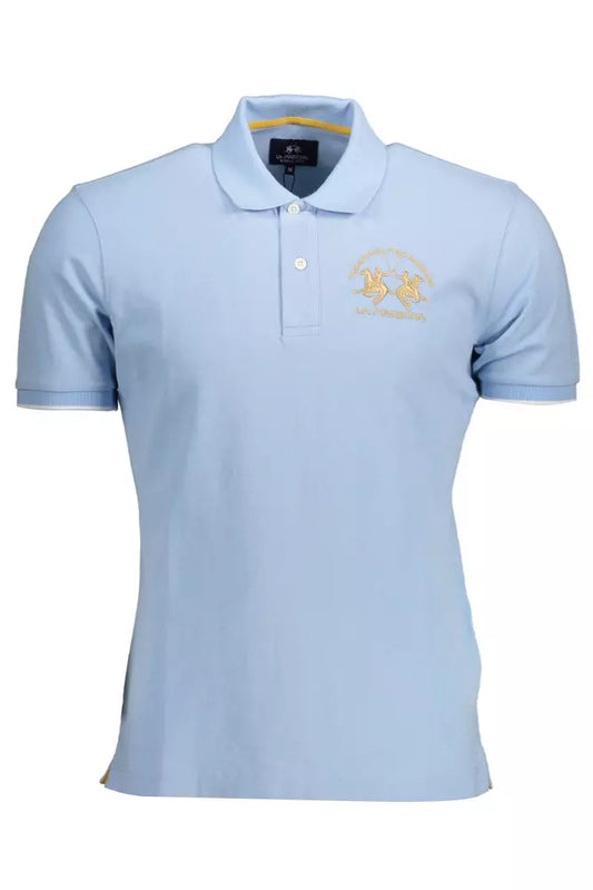 La Martina Light Blue Cotton Men Polo Shirt